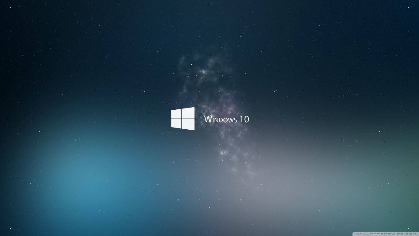 Logo ya Windows 10 ya Microsoft katika nyuma ya bluu Picha ya Ukuta