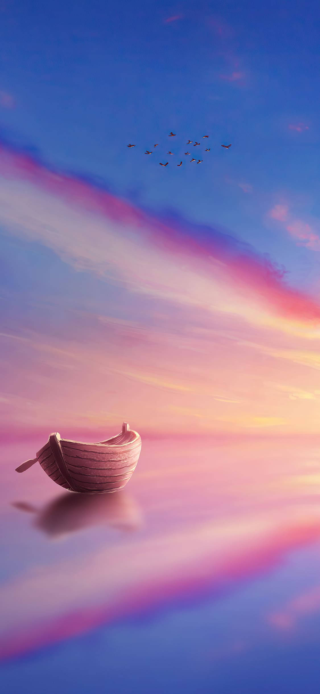 Lonely Boat Aesthetic Sky iPhone Xr Picha ya Ukuta