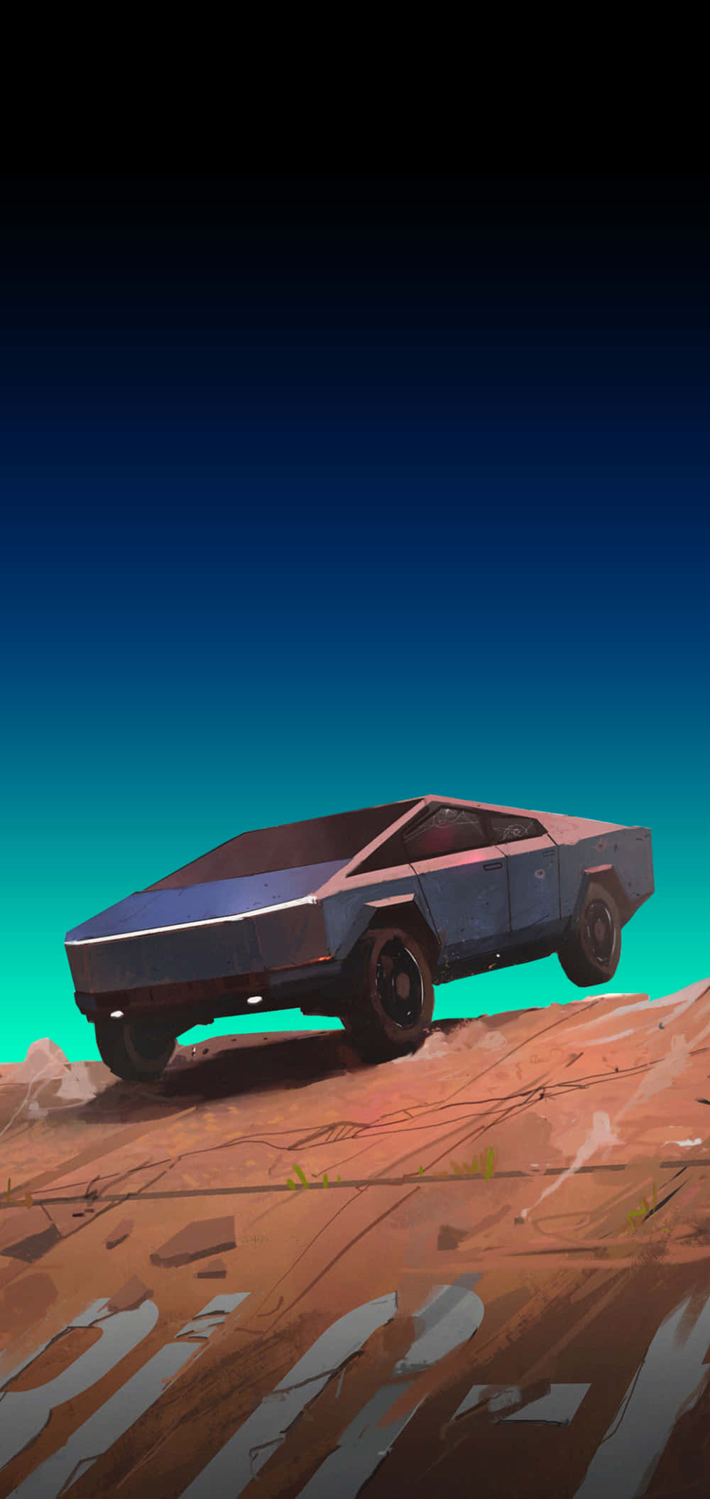 Looking up at the past and future of electric vehicles - the Tesla Cybertruck Picha ya Ukuta