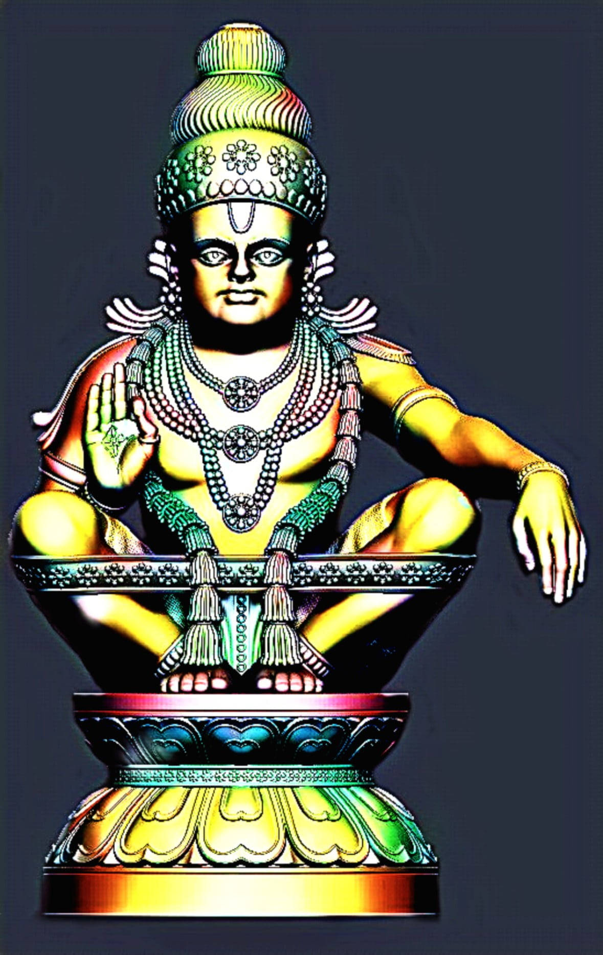 Lord Ayyappa On Gray Background Picha ya Ukuta