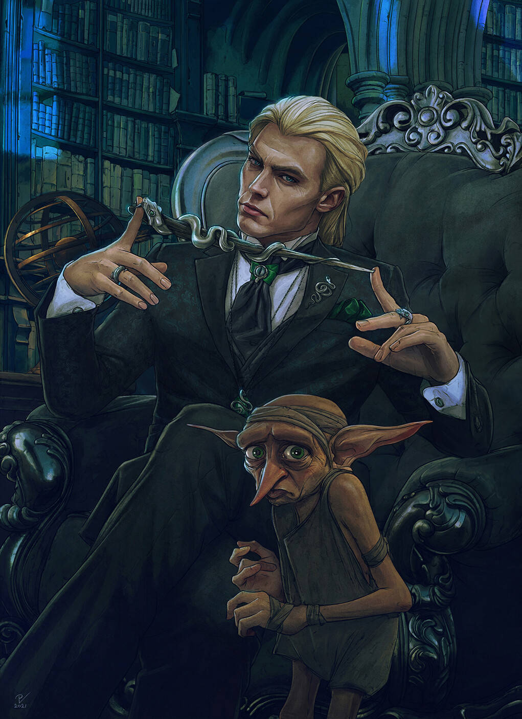 Lucius Malfoy Na Dobby Elf Mtumwa Picha ya Ukuta