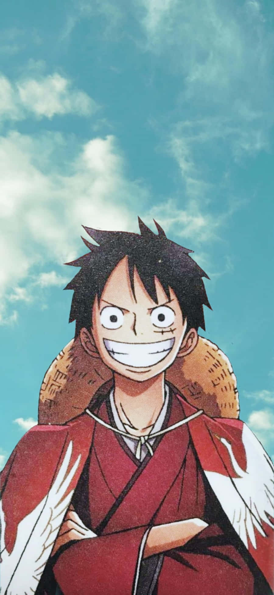 Luffy akionyesha nguvu zake kwenye picha ya mandhari ya simu Picha ya Ukuta