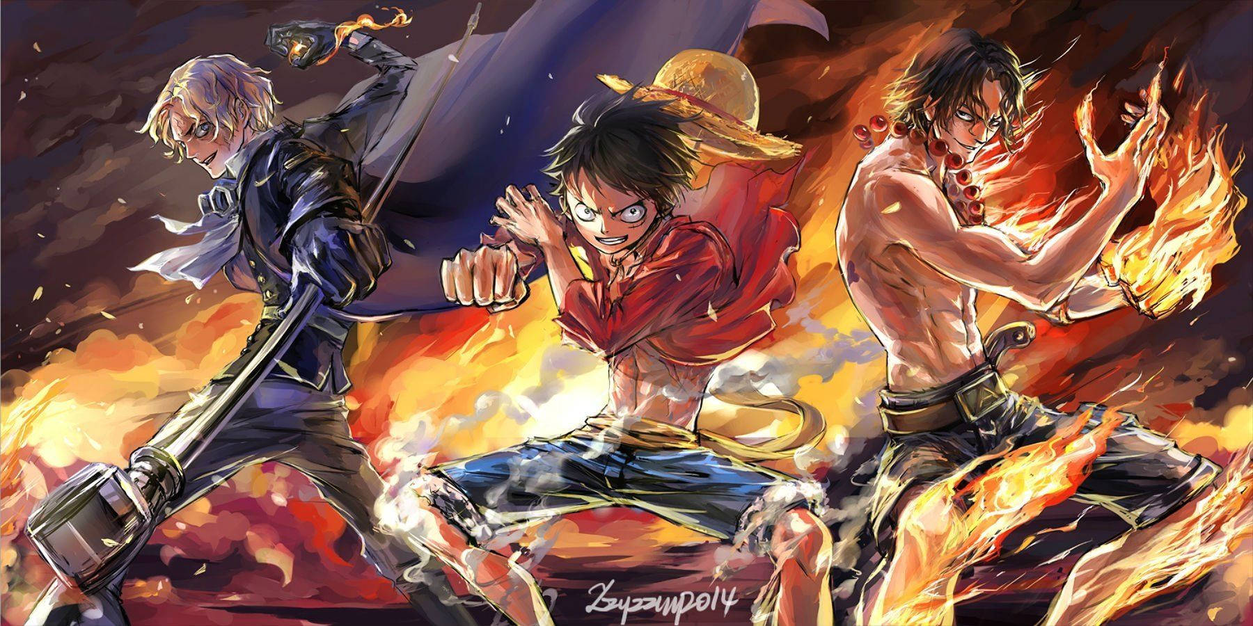 Luffy Anaungana na Ndugu Zake Picha ya Ukuta