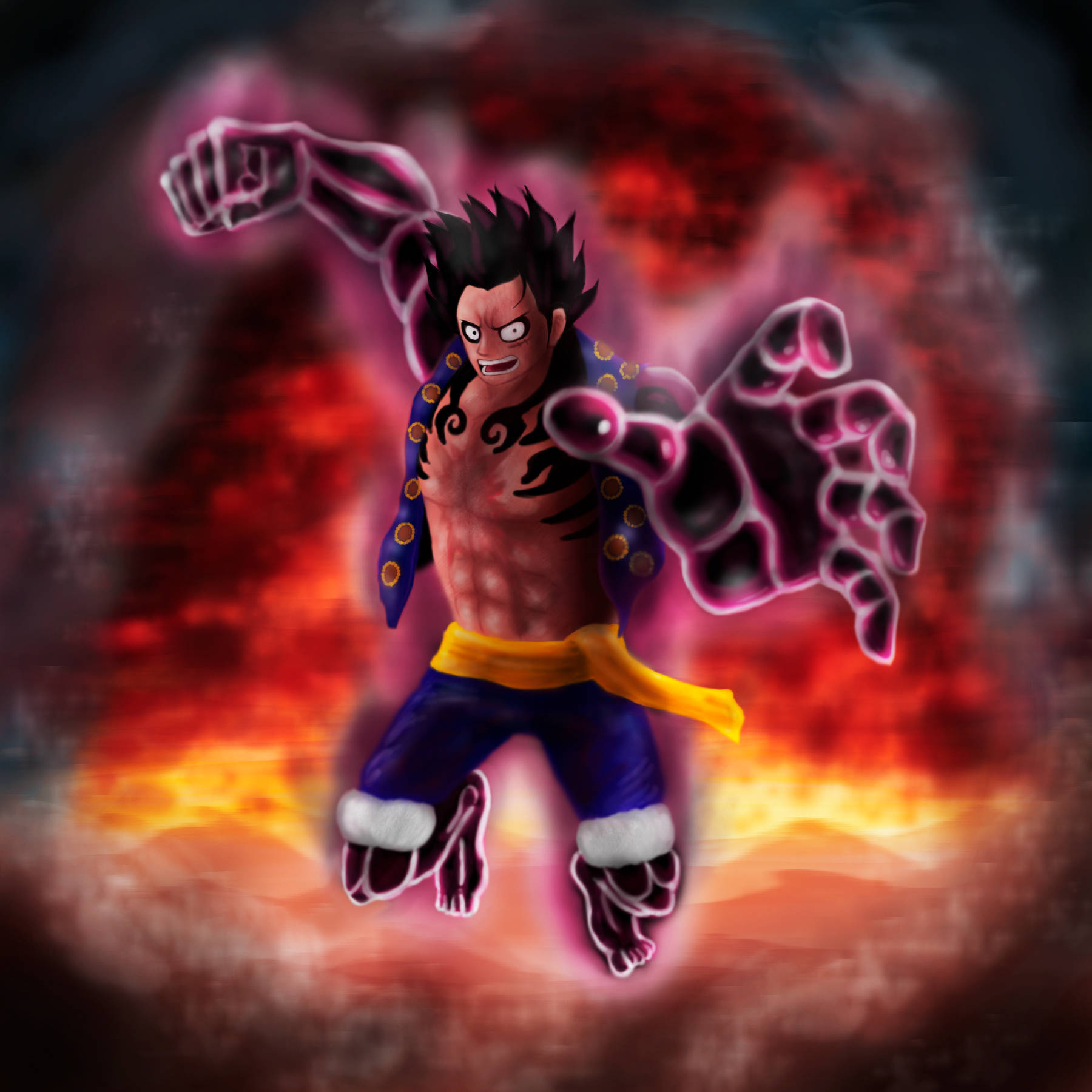 Luffy Gear 4 Dhana ya Kuwa na Hasira Picha ya Ukuta