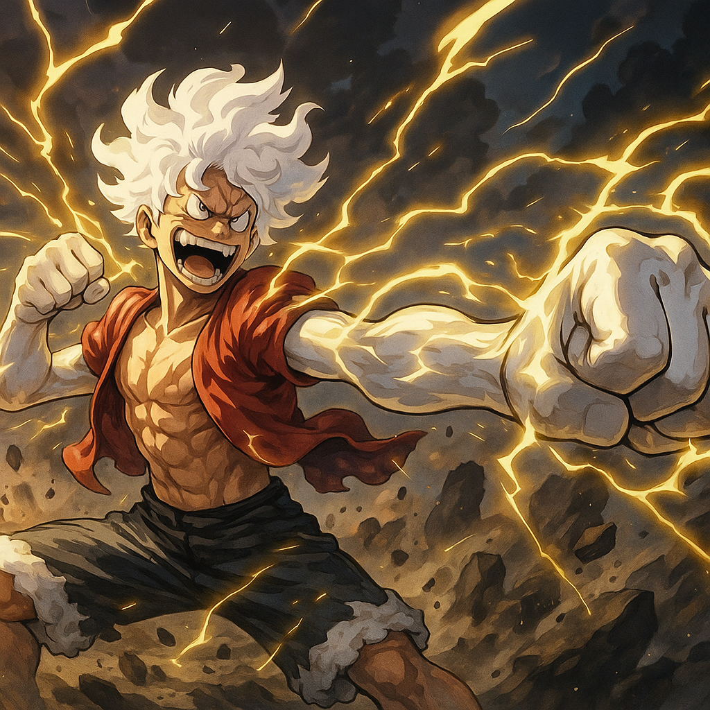 luffy katika gia 5 Picha ya Ukuta