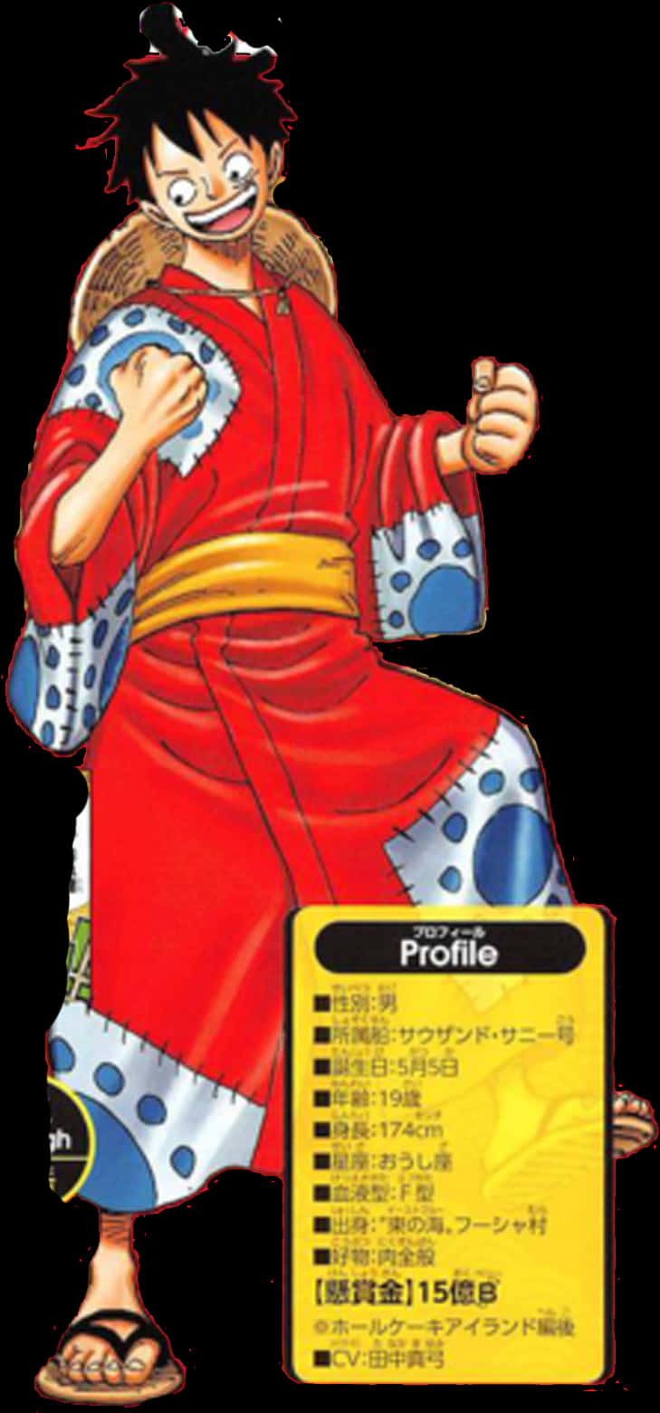 Luffy katika Jaba Nyekundu ya Wano Picha ya Ukuta