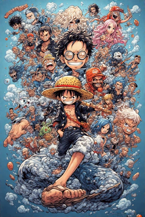 Luffy kwenye Going Merry wakati wa machozi ya anime Picha ya Ukuta