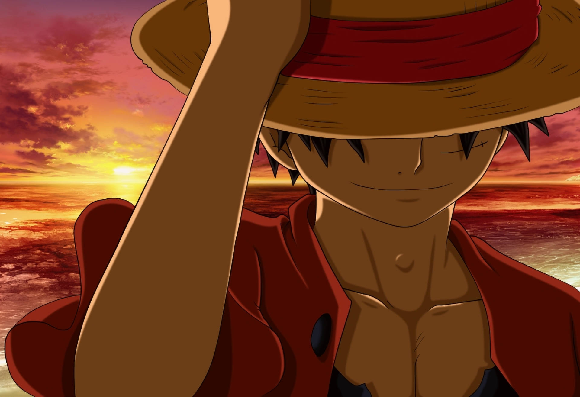 Luffy Maharamia Mwenye Haya Picha ya Ukuta