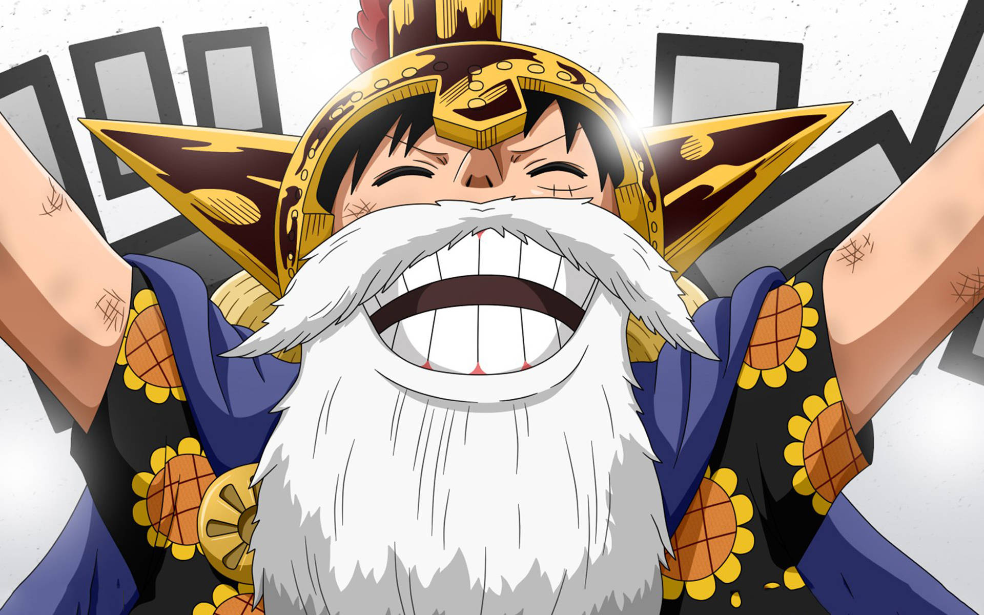 Luffy Mwenye Ndevu Nyeupe Picha ya Ukuta