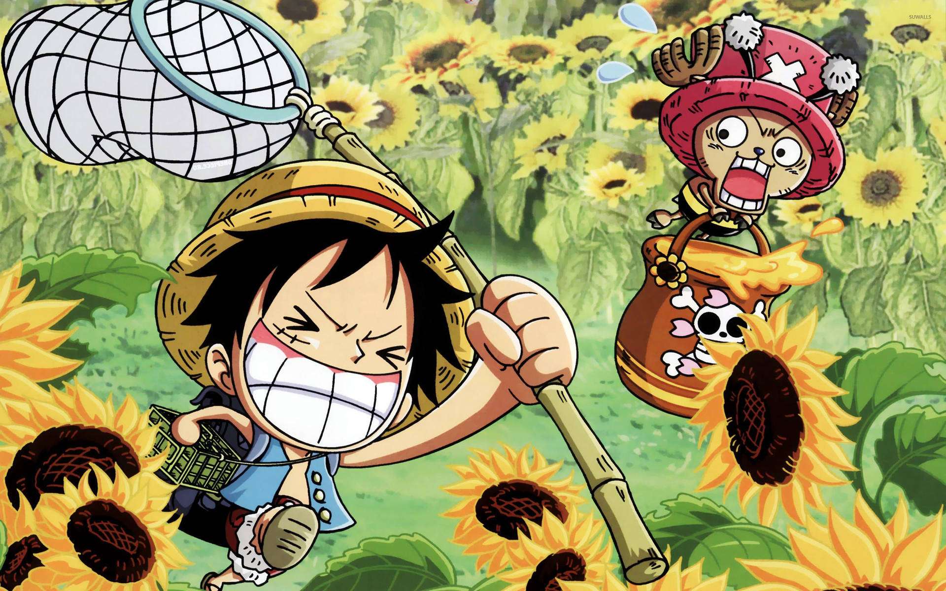 Luffy na Chopper Tayari Kwa Adventure Picha ya Ukuta