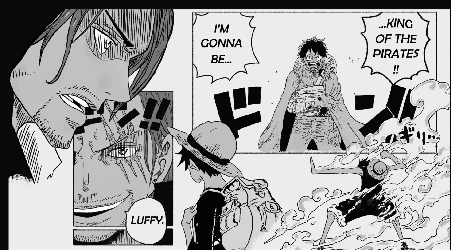 Luffy na Shanks Panel ya Manga Picha ya Ukuta
