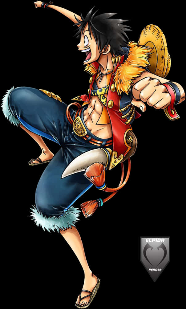 Luffy_ One_ Piece_ Mhusika_ Animated Picha ya Ukuta