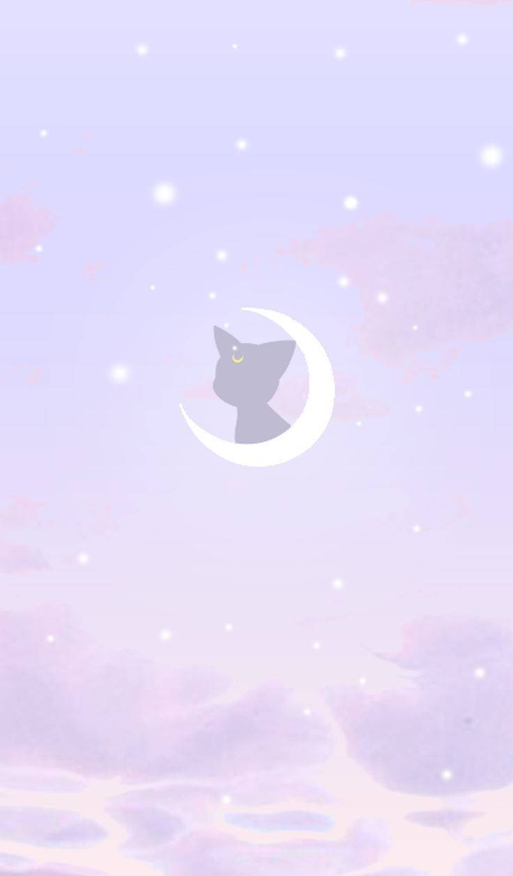 Luna na Mwezi Mpevu Sailor Moon iPhone Picha ya Ukuta