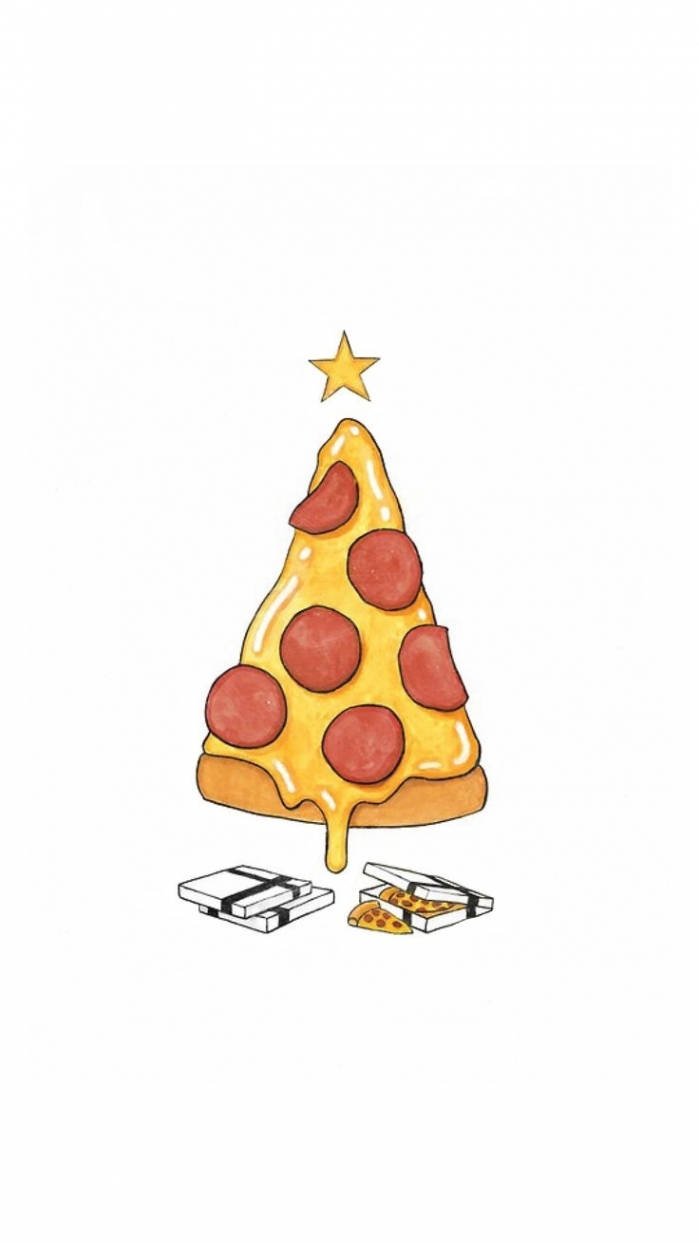 Maalum ya Krismasi - mti wa pizza wa kipekee kwa iPhone yako Picha ya Ukuta