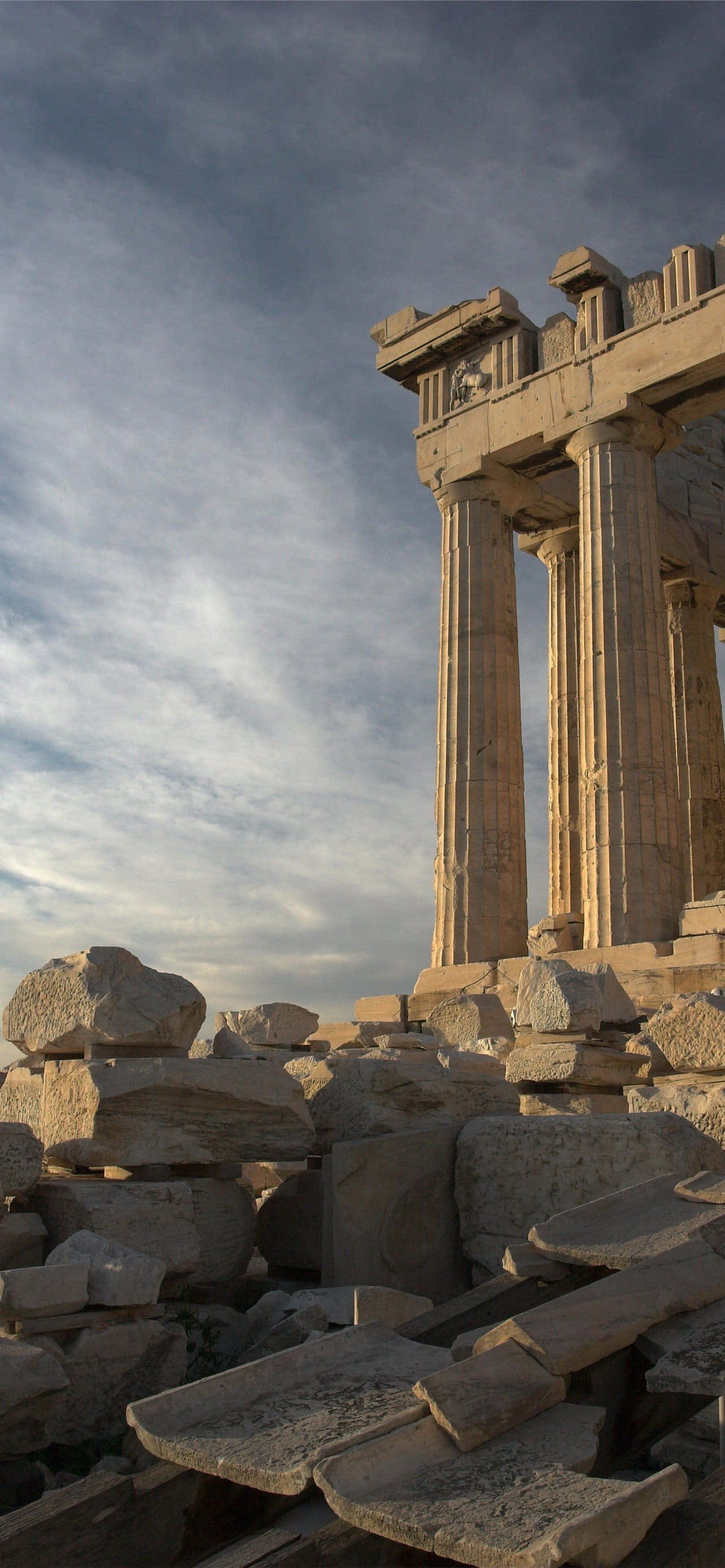 Parthenon Rubble And Remains In Acropolis Picha ya Ukuta