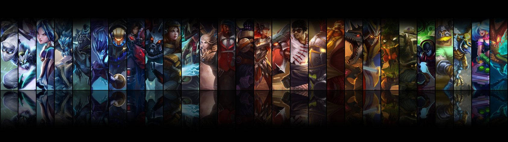 Mabingwa Wanapigana Vita Vikubwa Kwenye Skrini 2 za League of Legends Picha ya Ukuta