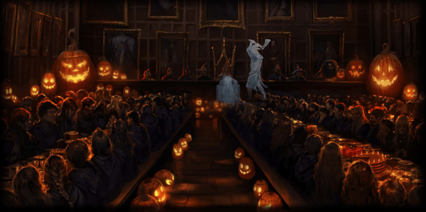Maboga Yanayong'aa ya Harry Potter kwa Sherehe za Halloween Picha ya Ukuta