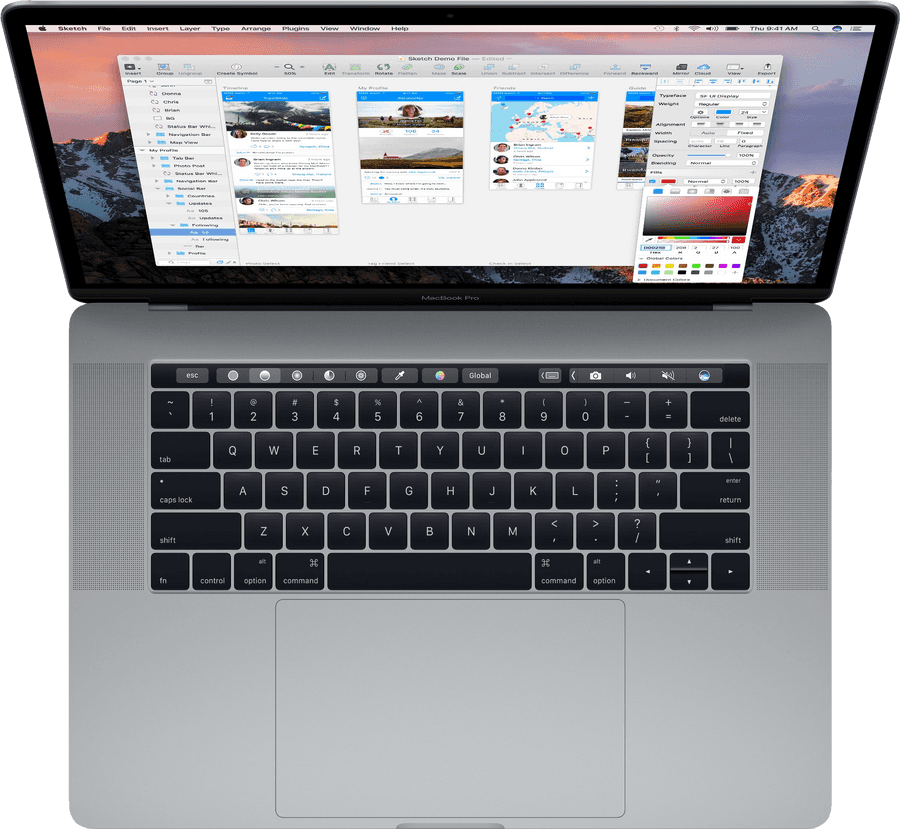 MacBook Pro Iliyo Wazi na Touch Bar Picha ya Ukuta