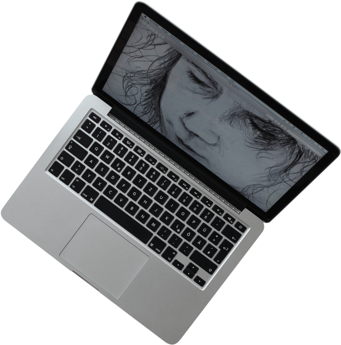 MacBook Pro na Skrini ya Sketchon Picha ya Ukuta