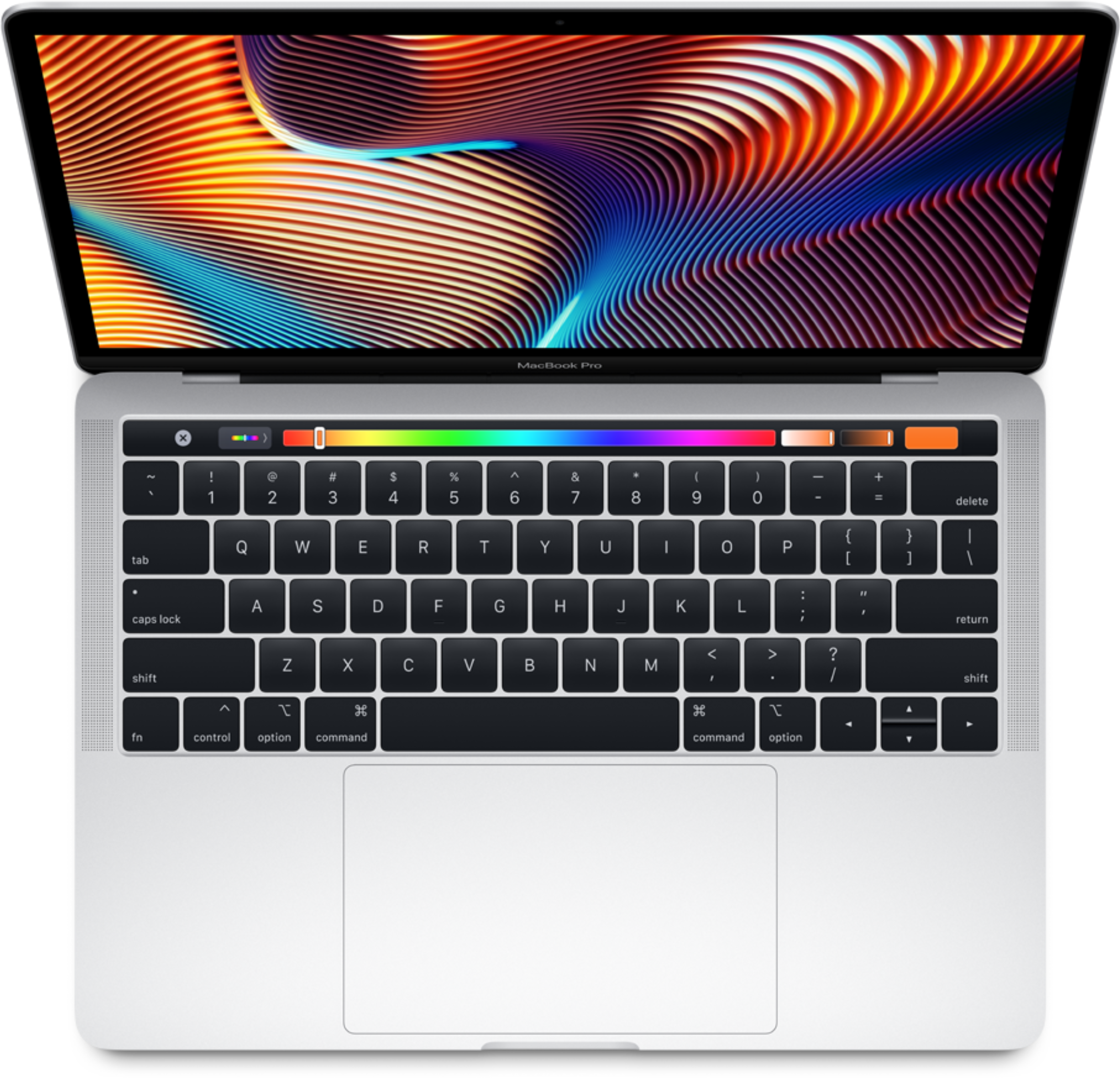 MacBook Pro yenye Touch Bar Mtazamo wa Juu Picha ya Ukuta
