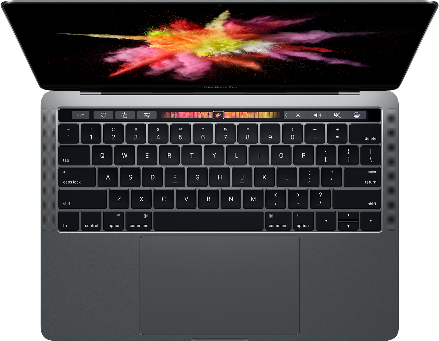 MacBook Pro yenye Touch Bar Mtazamo wa Juu Picha ya Ukuta