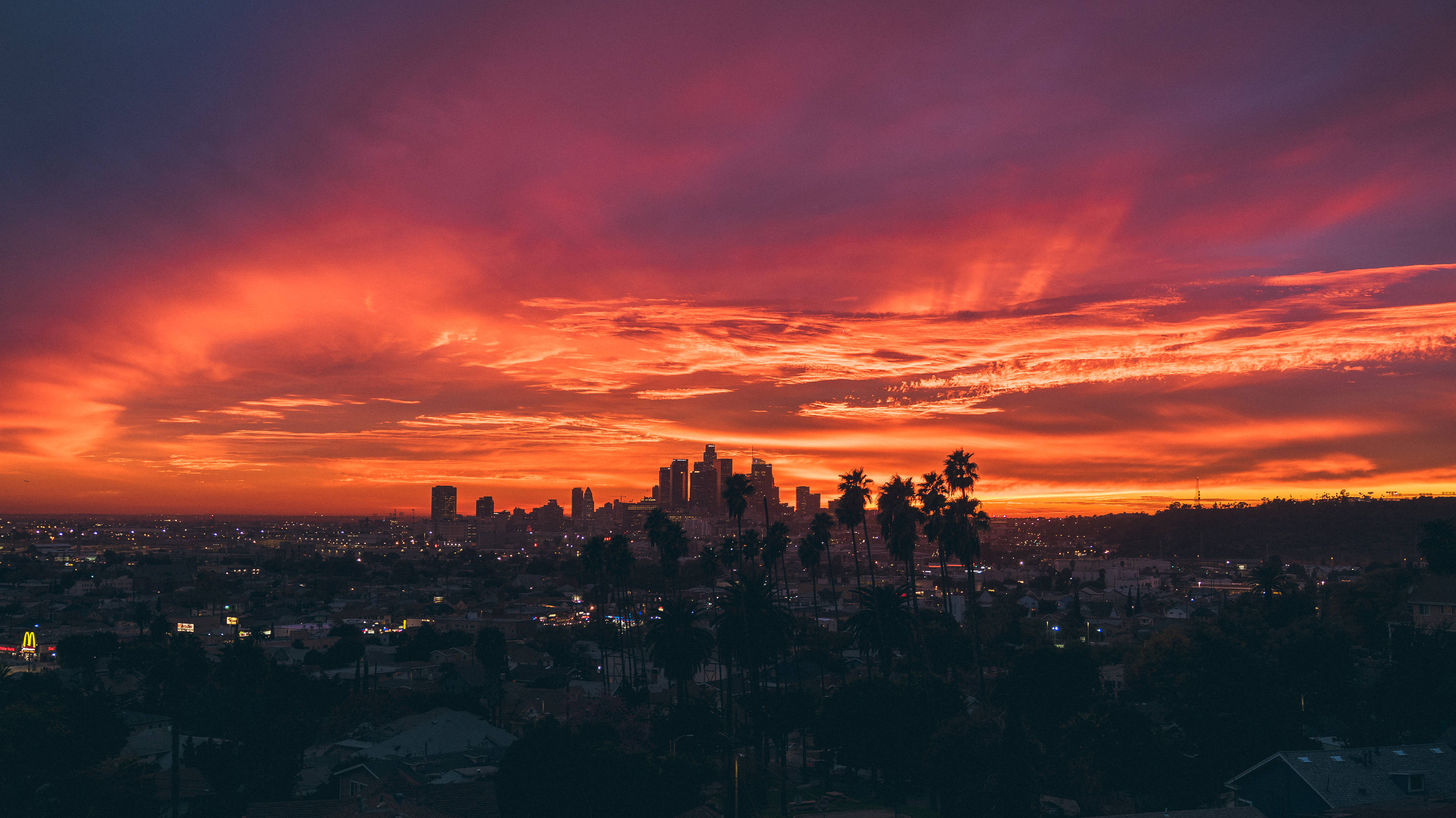 Macho Machweo ya Jua Los Angeles Picha ya Ukuta