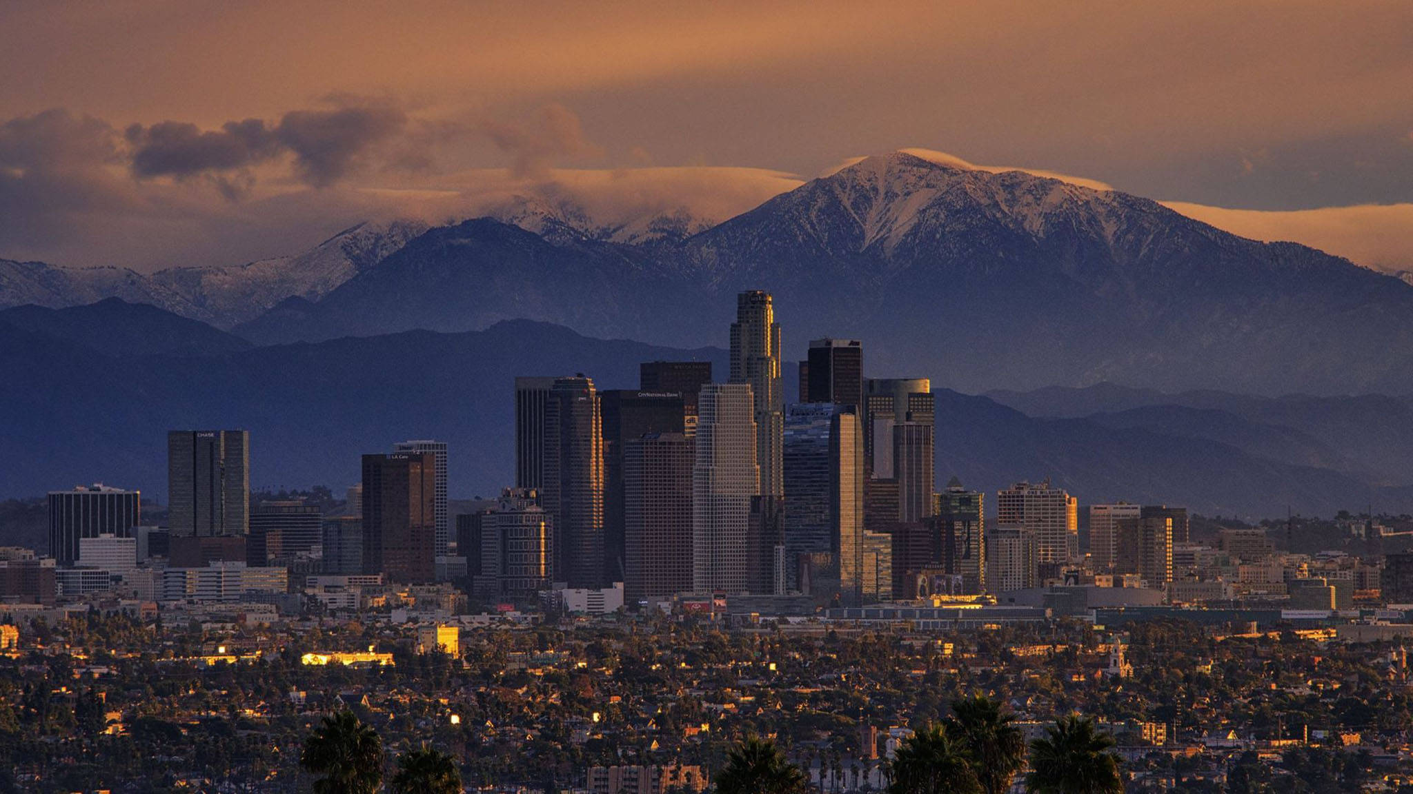 Macho ya Jua Los Angeles Milimani Picha ya Ukuta