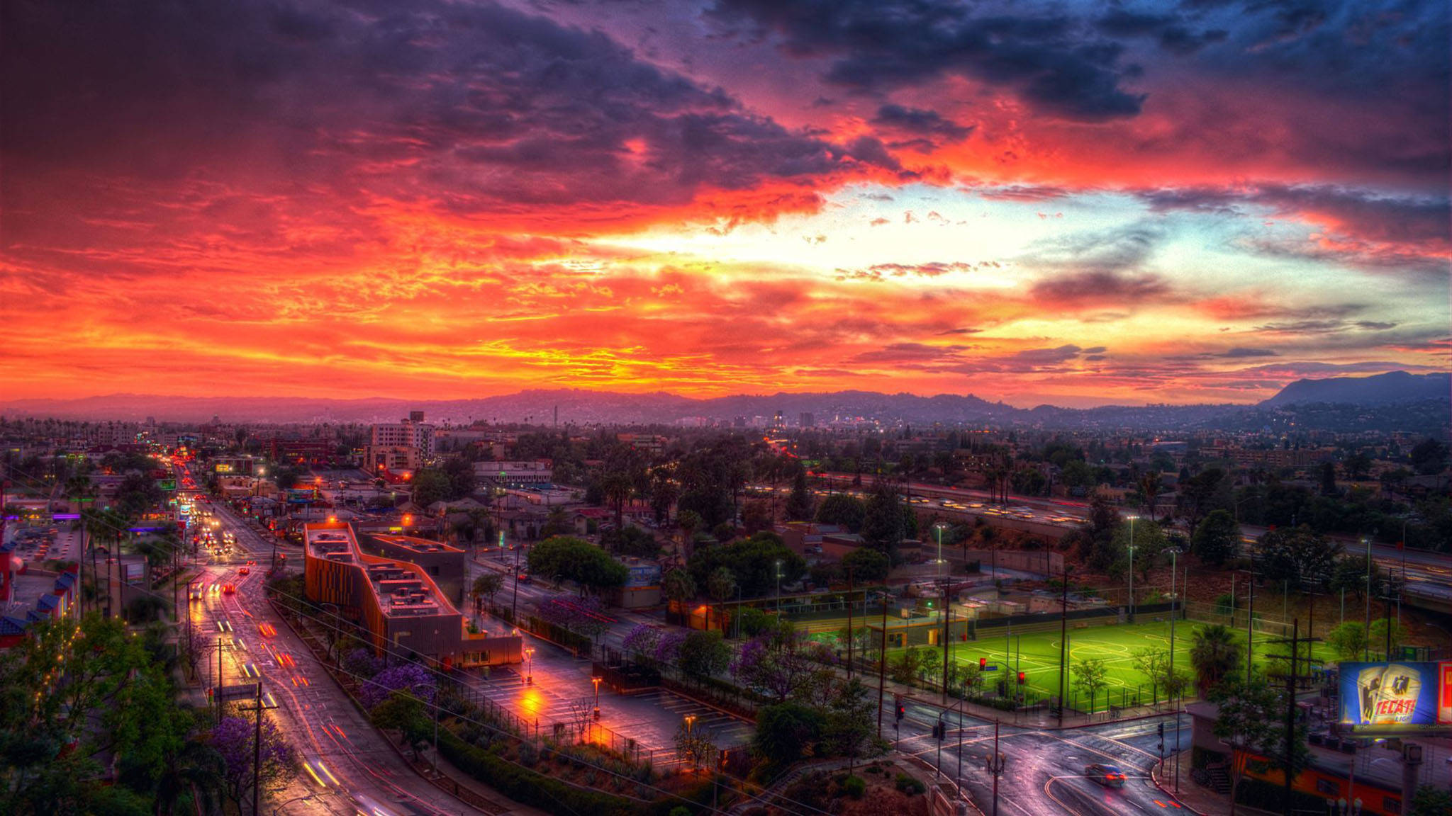 Macho ya Jua Mwekundu ya Los Angeles Picha ya Ukuta