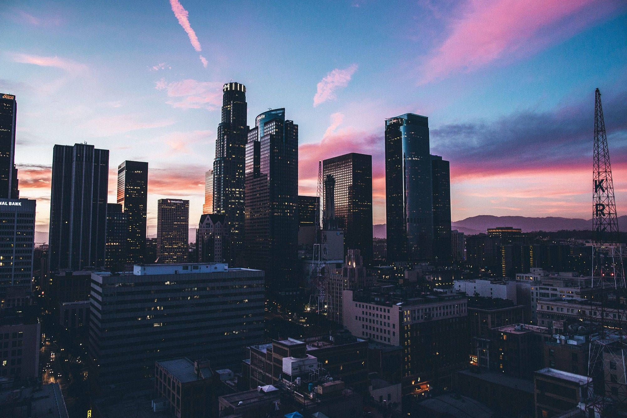 Macho ya Jua ya Downtown Los Angeles Picha ya Ukuta