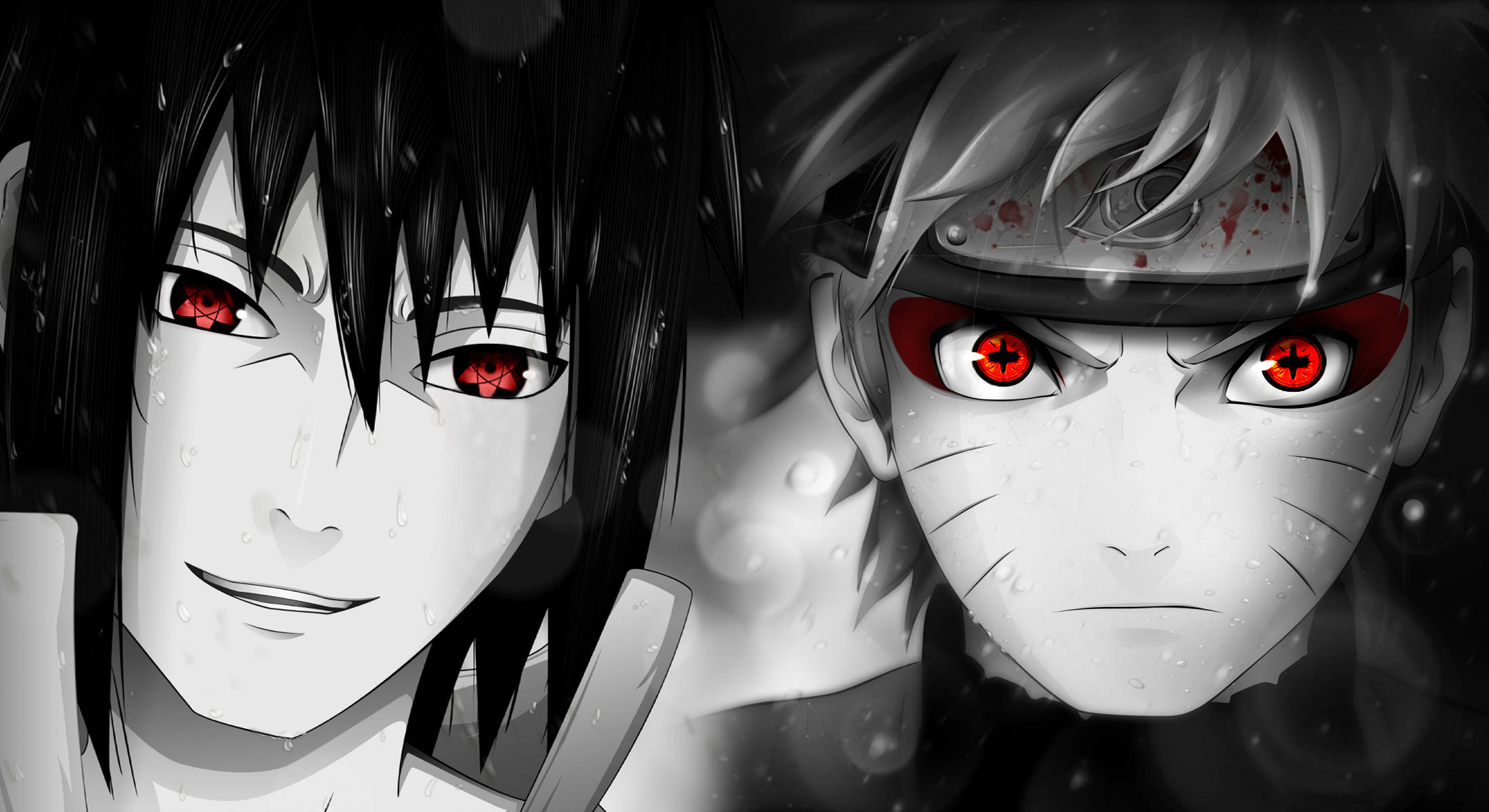 Macho ya Naruto na Sasuke Picha ya Ukuta