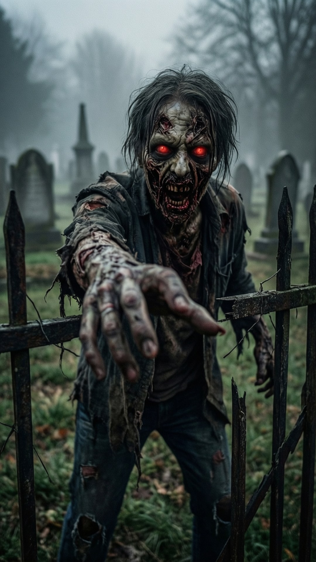 Macho ya Nyekundu ya Zombie Picha ya Ukuta