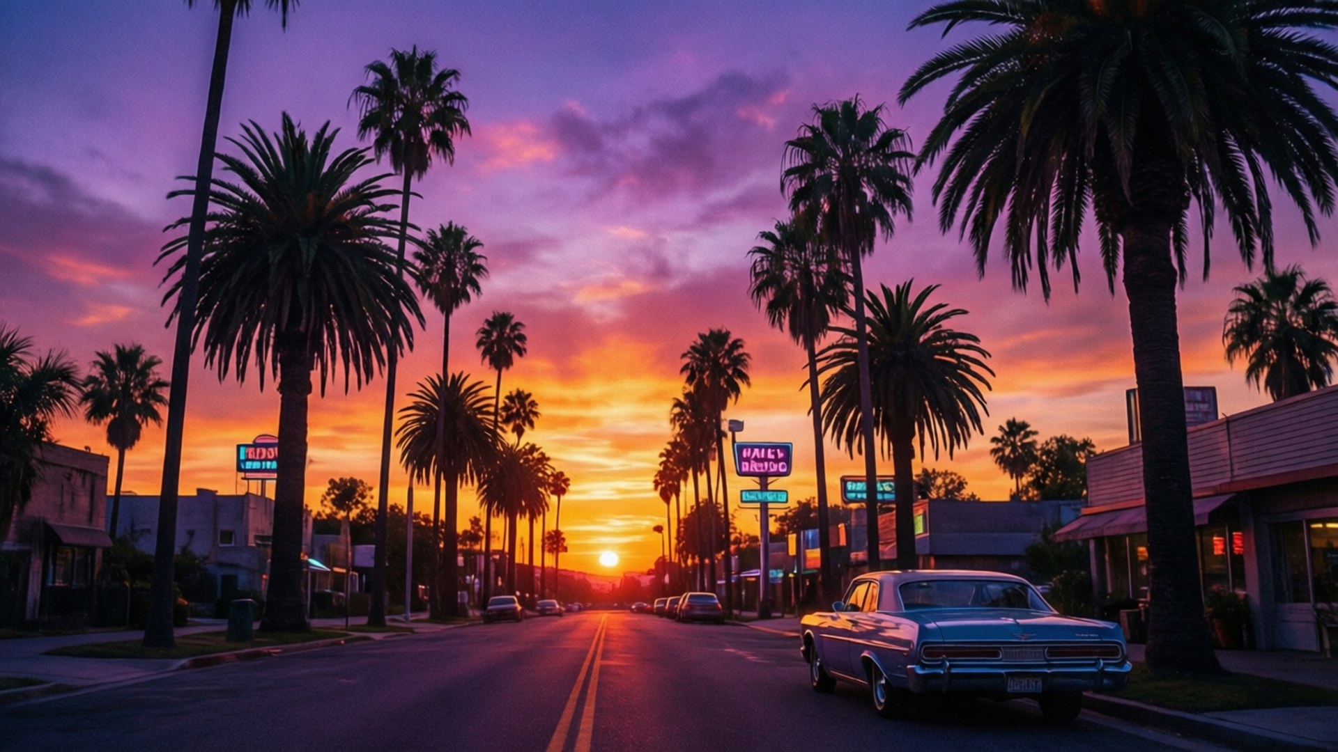 Macho ya Retro Sunset Picha ya Ukuta