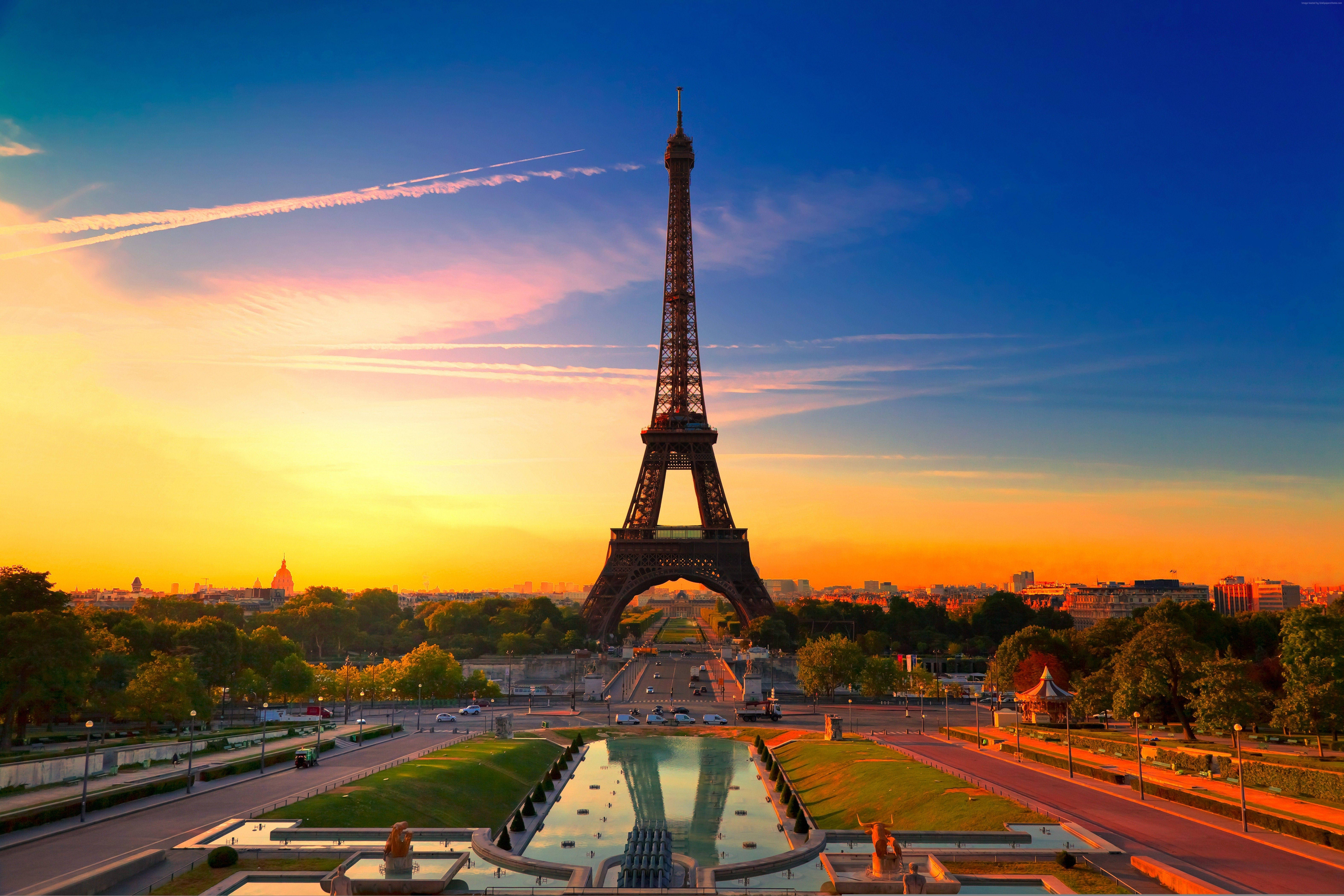 Machweo Mnara wa Eiffel Paris Picha ya Ukuta
