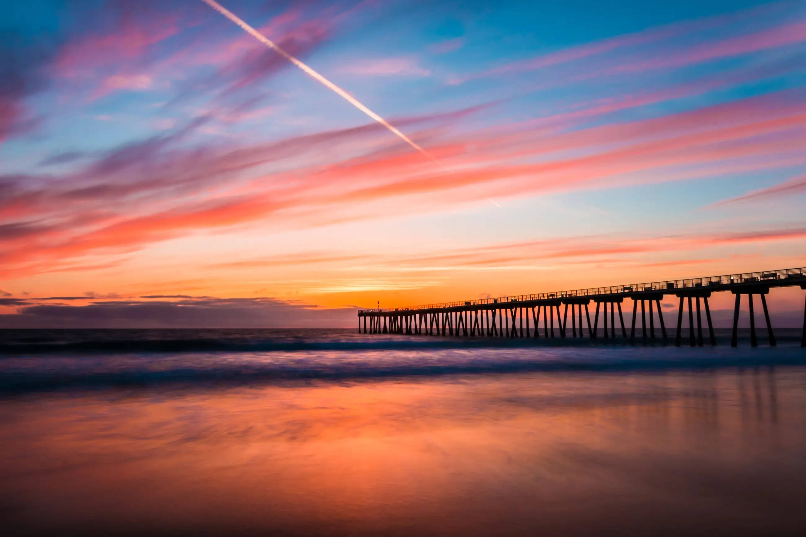 Machweo ya Hermosa Pier Los Angeles Picha ya Ukuta