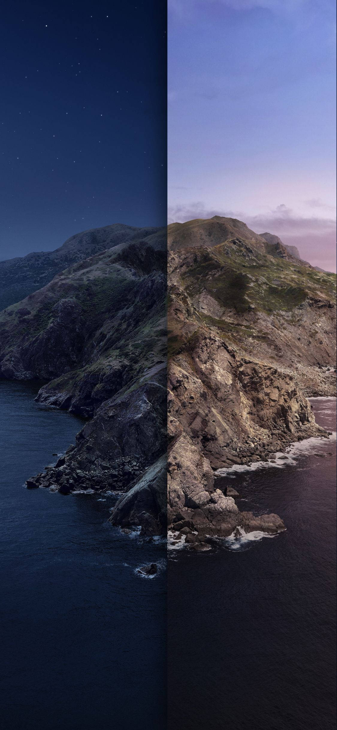 macOS Catalina Night And Day Picha ya Ukuta