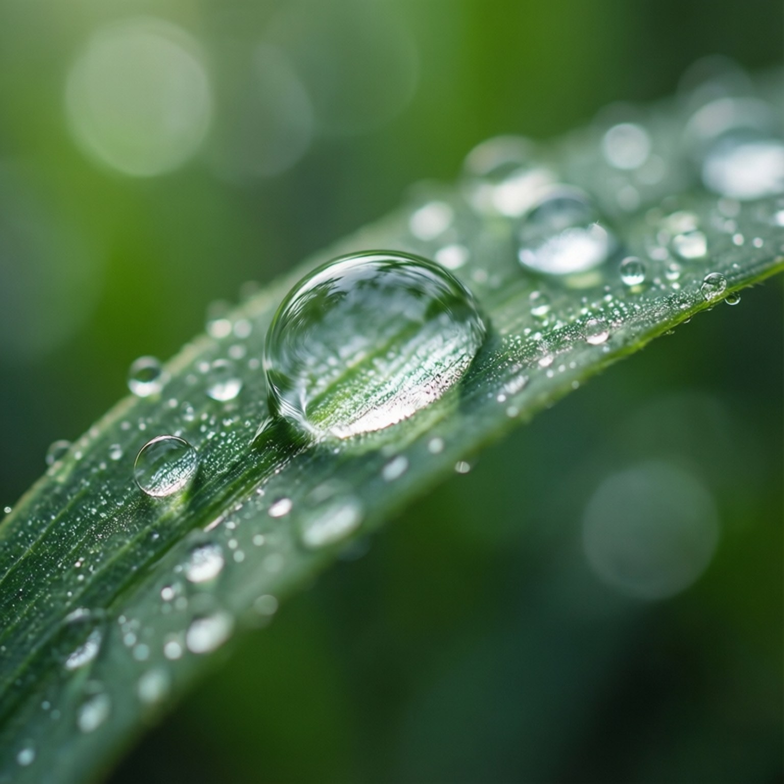 Macro ya Dewdrop kwenye Leaf Picha ya Ukuta