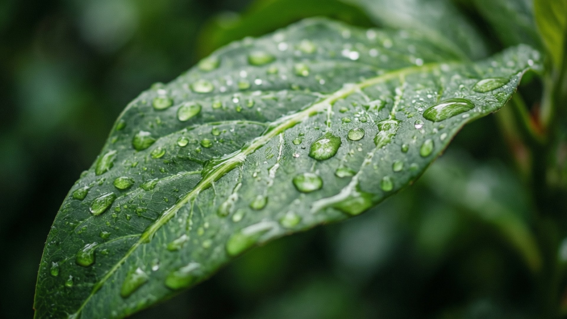 Macro ya Dewy Leaf Picha ya Ukuta