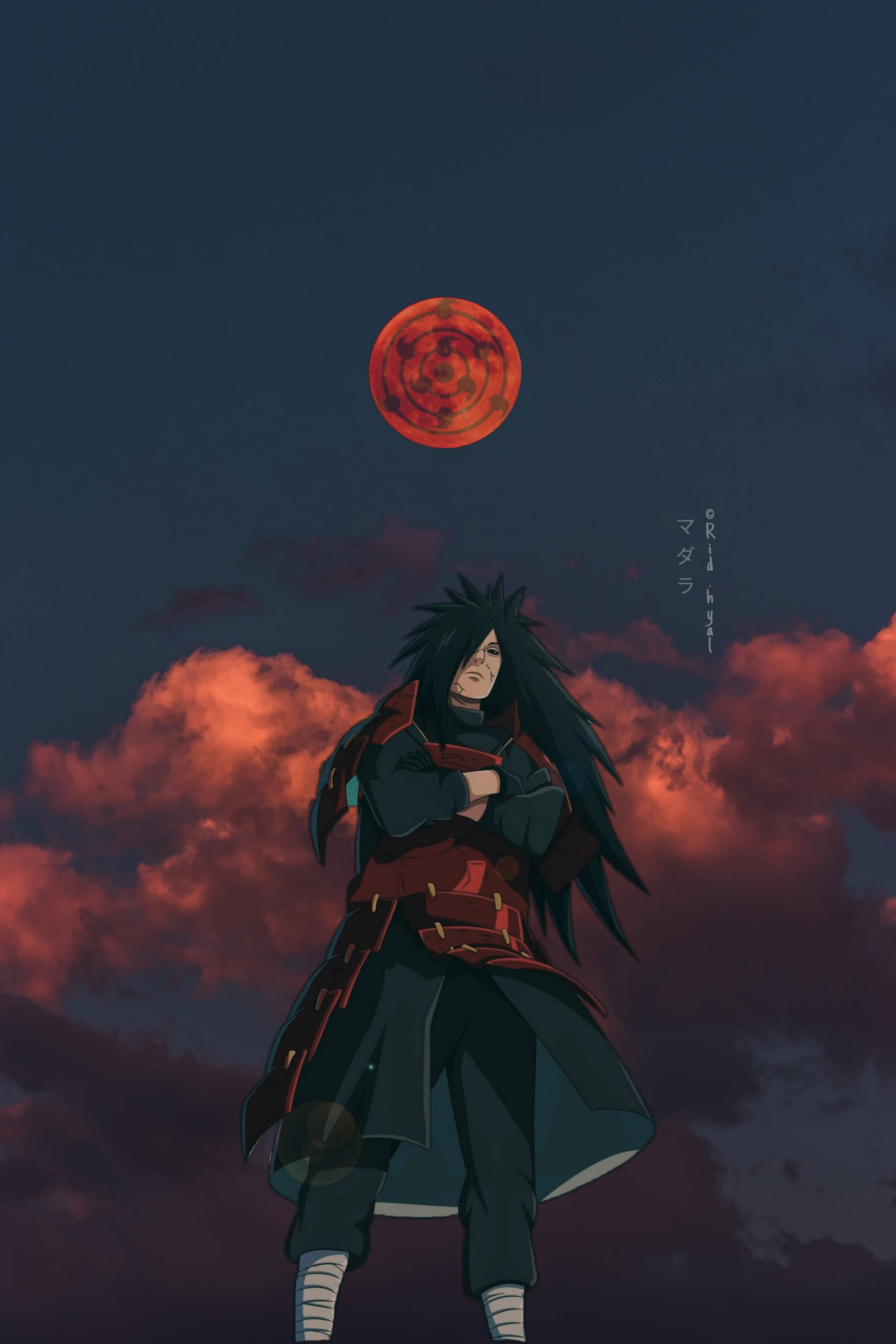 Madara Uchiha Mwezi Mwekundu Naruto Simu 4K Picha ya Ukuta
