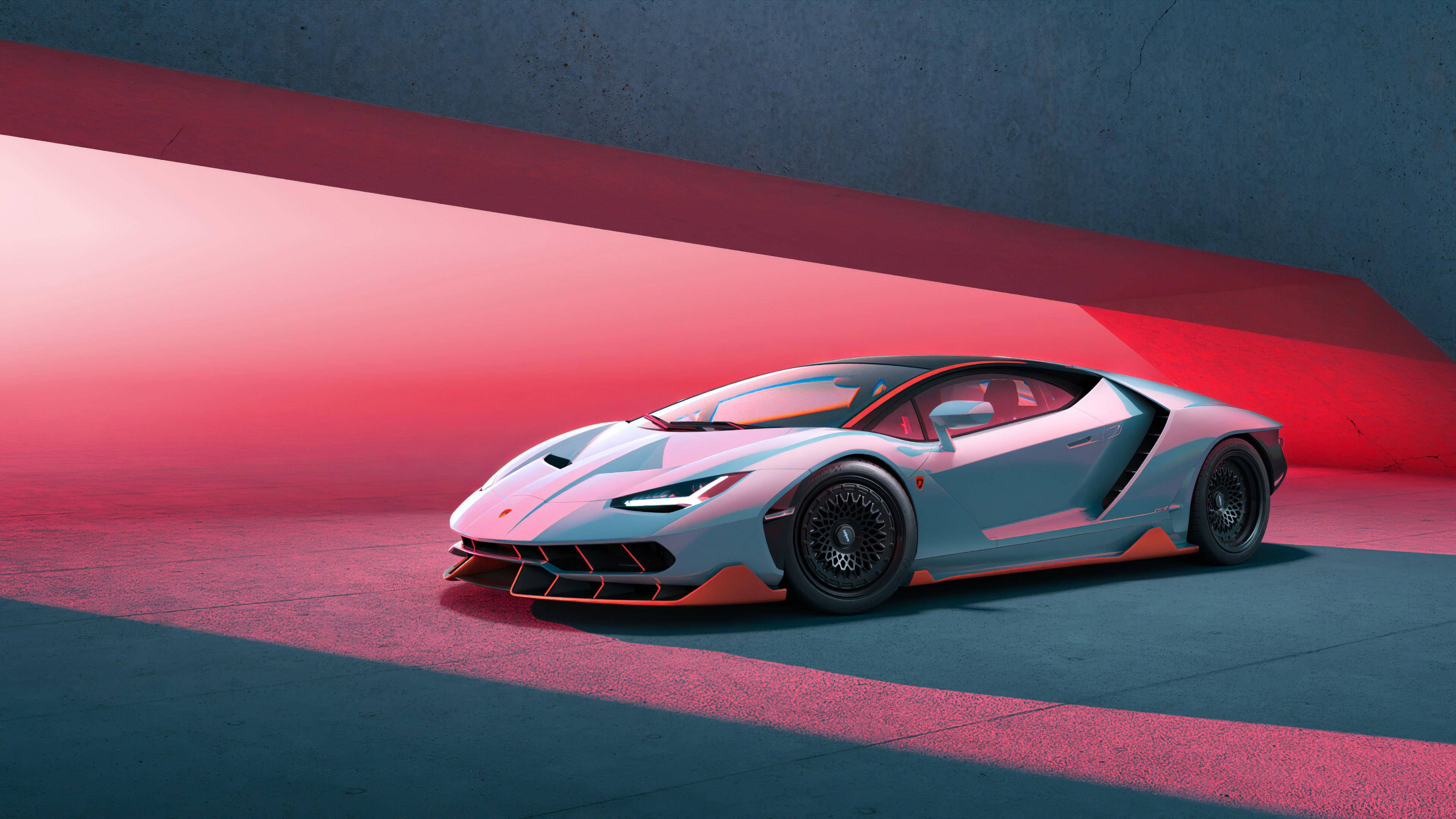 Magari Baridi: Lamborghini Chini ya Mwanga Mwekundu Picha ya Ukuta