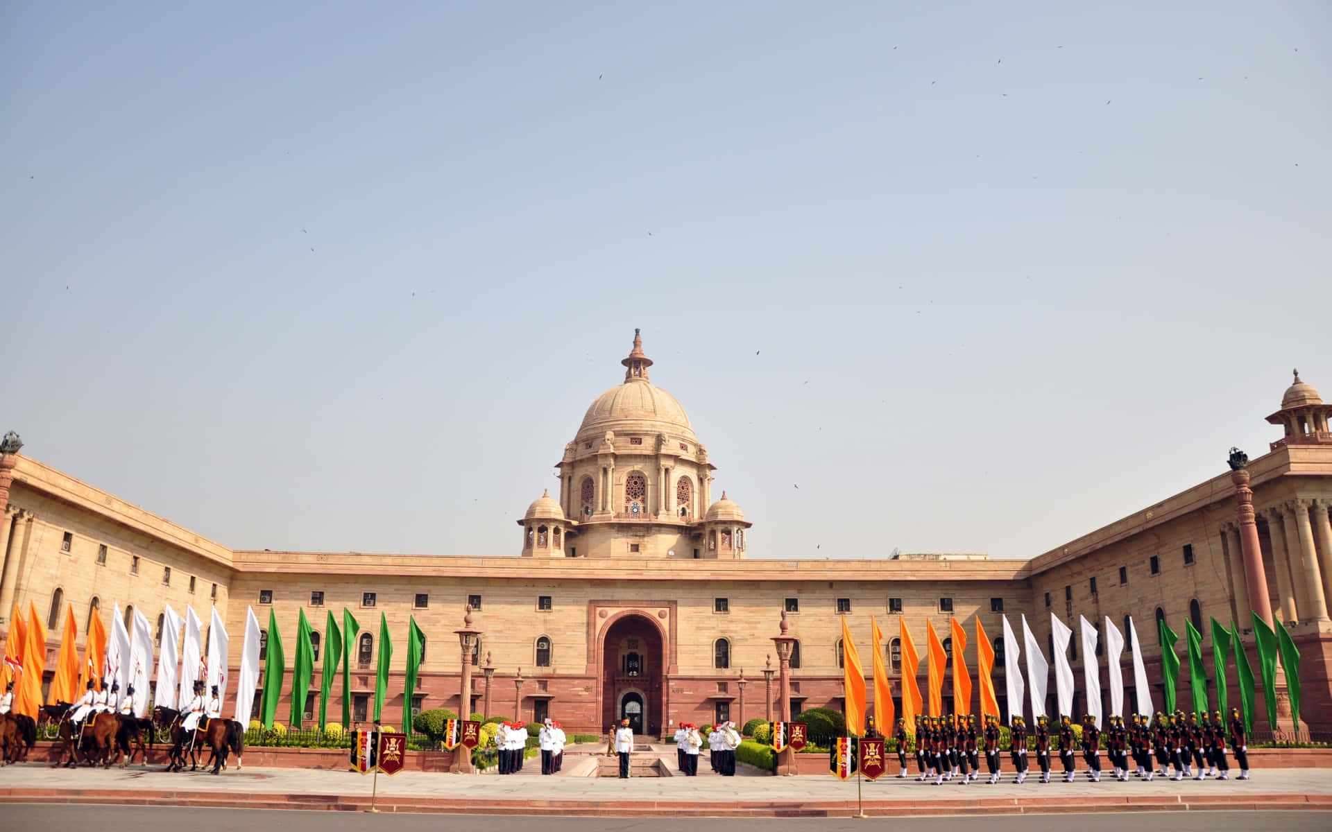 Maji ya Rais India Rashtrapati Bhavan na Mabendera Picha ya Ukuta