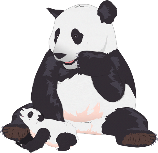Mama na Mwana Panda Wanaomba Picha ya Ukuta