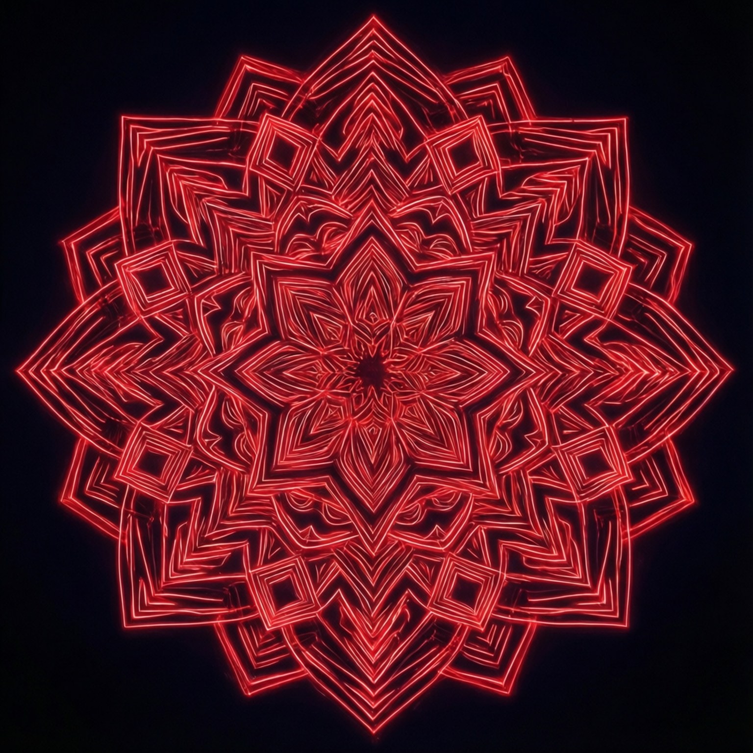 Mandala Nyekundu ya Neon Picha ya Ukuta