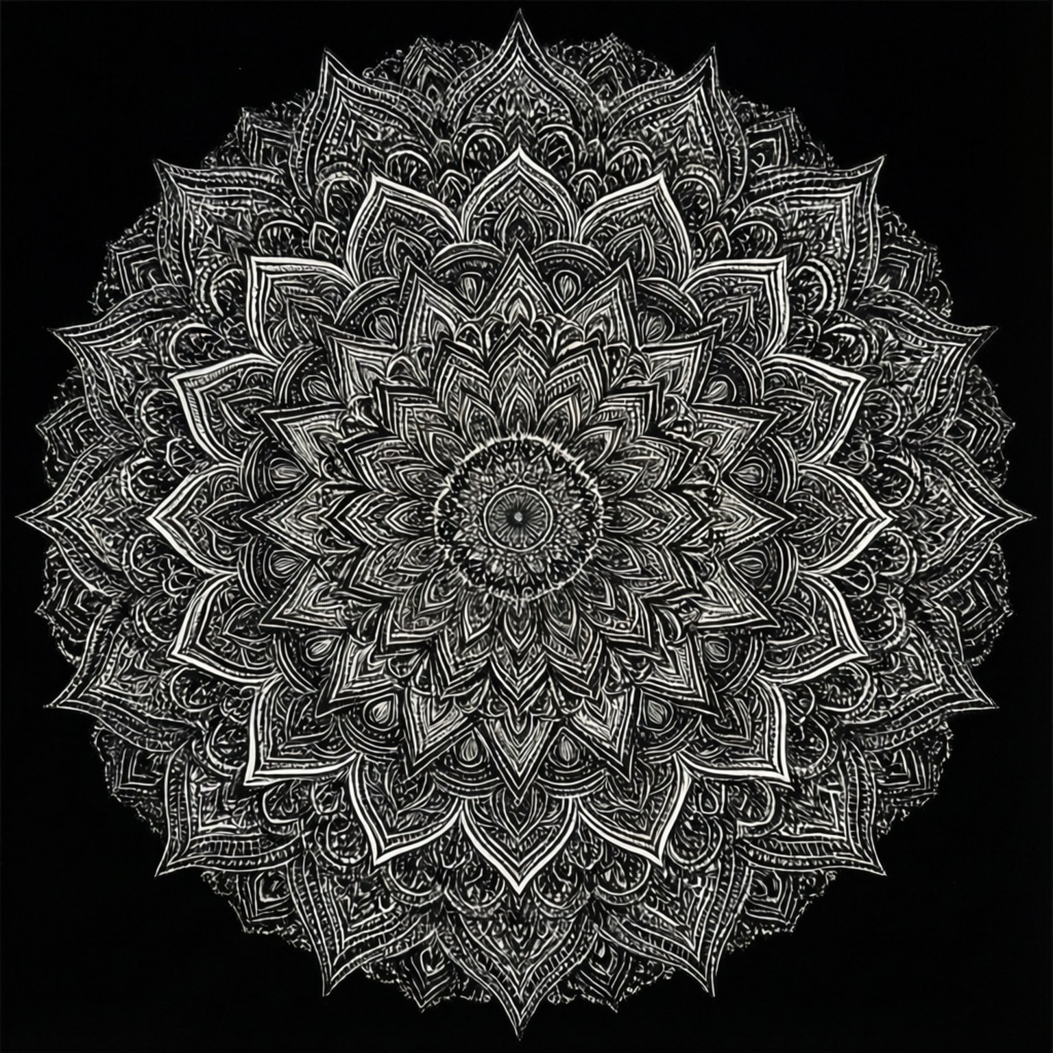 Mandala Nyeusi Nyeupe Picha ya Ukuta