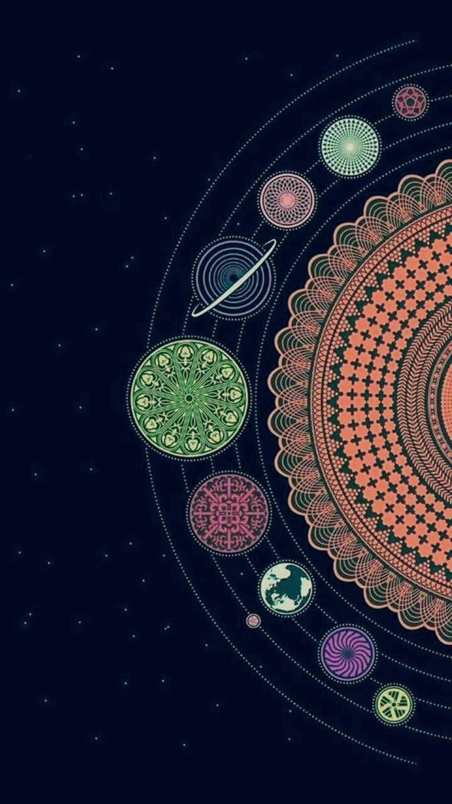 Mandala ya Jua ya Urembo wa Kiroho Picha ya Ukuta