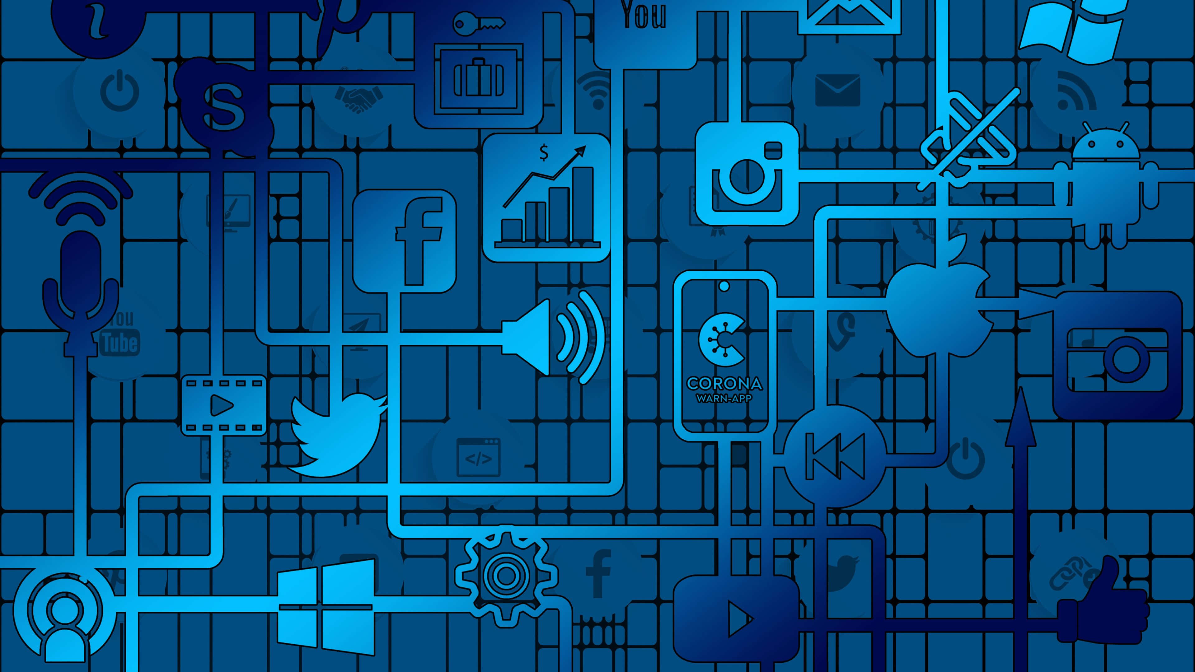 Mandhari 4K Blue Aesthetic Background ya Media Social Picha ya Ukuta