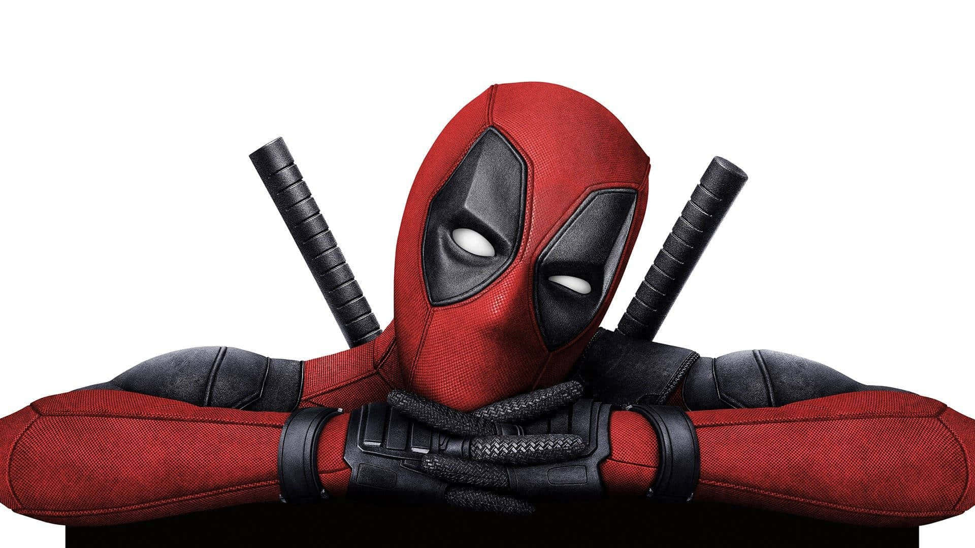 Mandhari Nyeupe Rahisi ya Deadpool Kuinua Nyusi Picha ya Ukuta