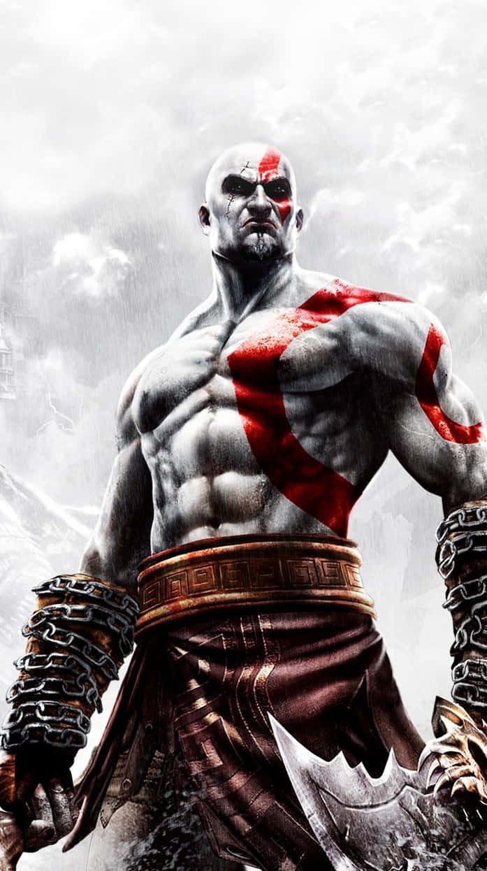 Mandhari Nyeupe ya Kratos katika God Of War III Picha ya Ukuta