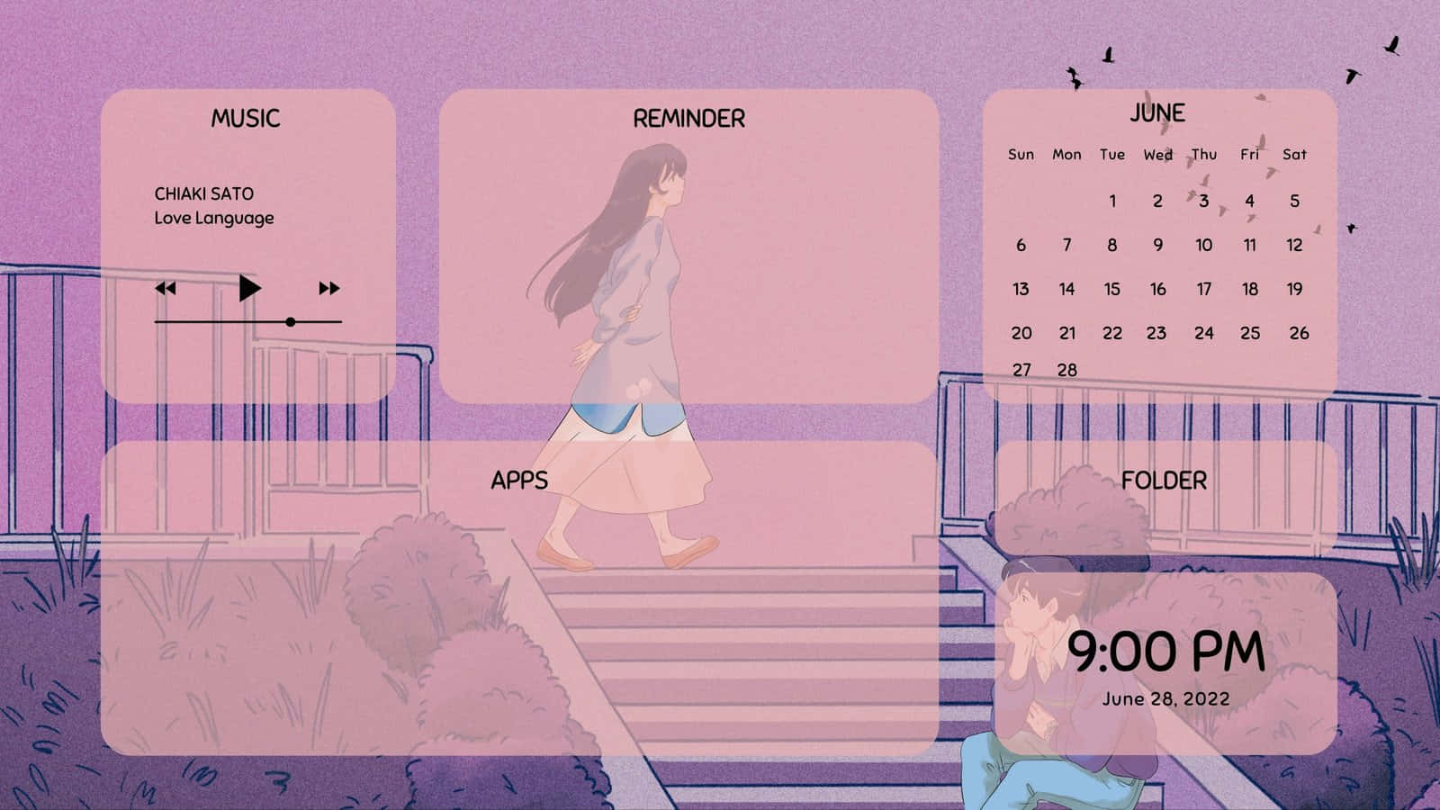 Mandhari nzuri ya pink ya anime Picha ya Ukuta
