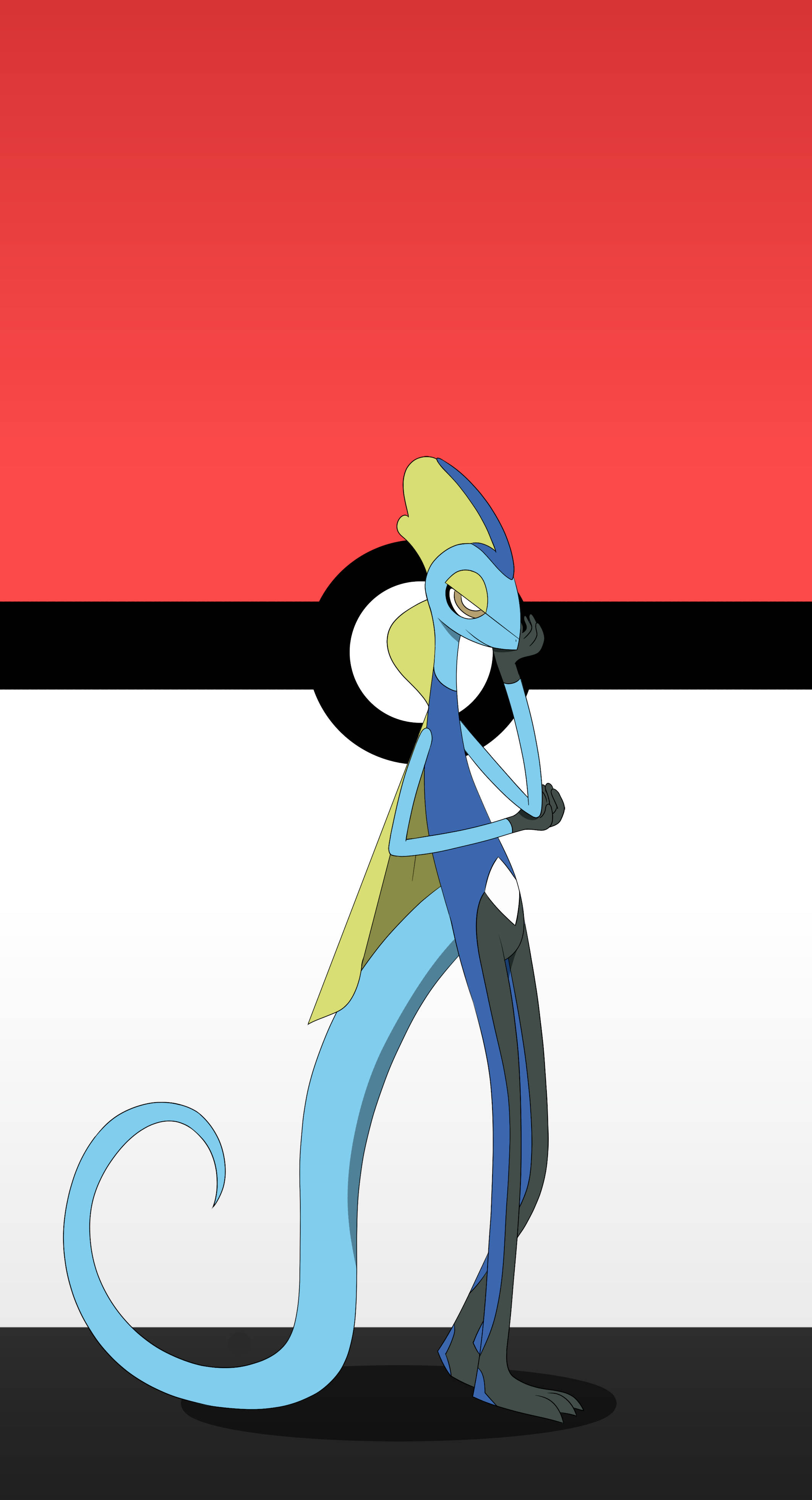 Mandhari Rahisi ya Inteleon kwenye Mpira wa Kukamata Pokemon. Picha ya Ukuta