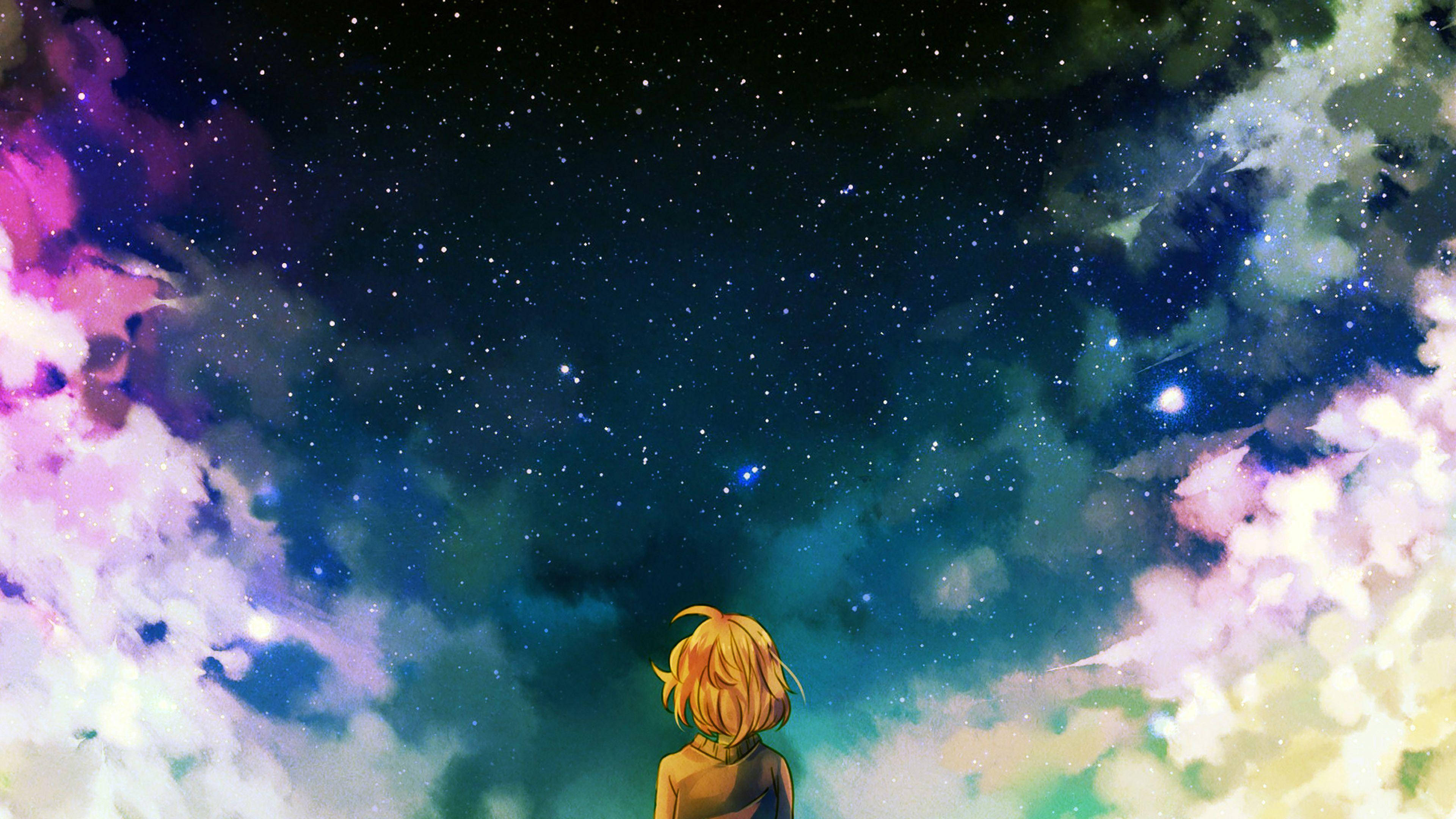Mandhari ya 4K ya Anime ya Galaxy inayotembea Picha ya Ukuta
